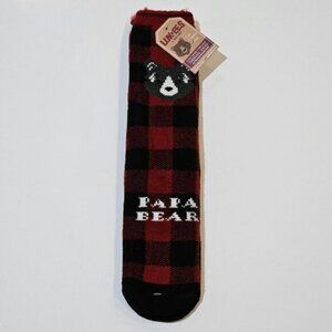 NEW Muk Luk-Ees Men's Thermal Socks Papa Bear Red Black Buffalo Plaid OS 8-13